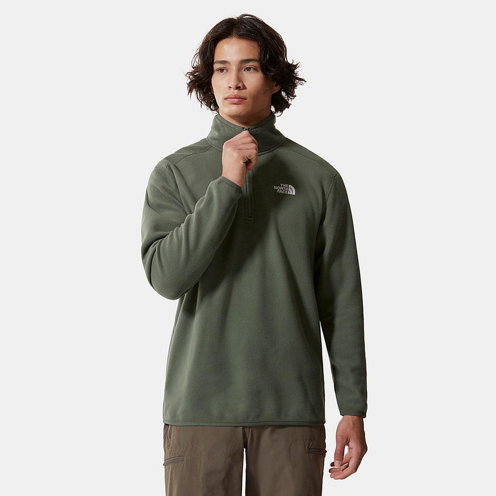 The North Face 100 Glacier Quarter-Zip Ανδρικα Fleece - Πρασινο (YQFN20635)